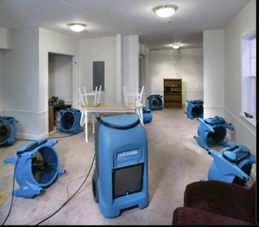 Air movers and dehumidifier setup for Water Extraction & Removal in Friendswood
